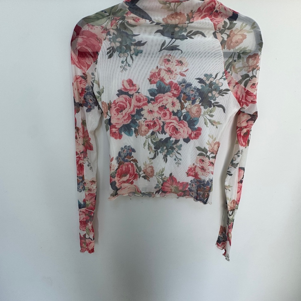 Promesa Floral Long Sleeve Blouse - Pink and Blue